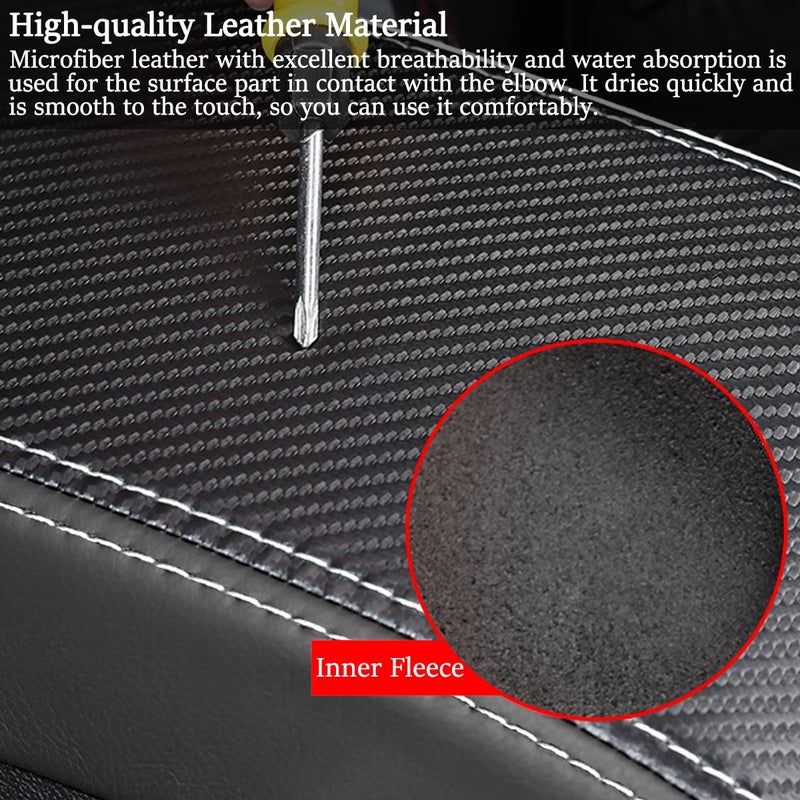 YOFAMO for Dodge Challenger 2015-2023 Car Armrest Cover Waterproof Center Console Pad Covers Scratch Resistance Box Cover Leather Protector Pad Decoration Accessories(Carbon Fiber + Black) - Image 4